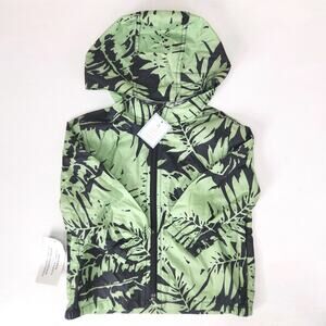 NWT Baby Gap Toddler Windbreaker Rain Jacket Hood Green Palms 12-18 M Zip Up